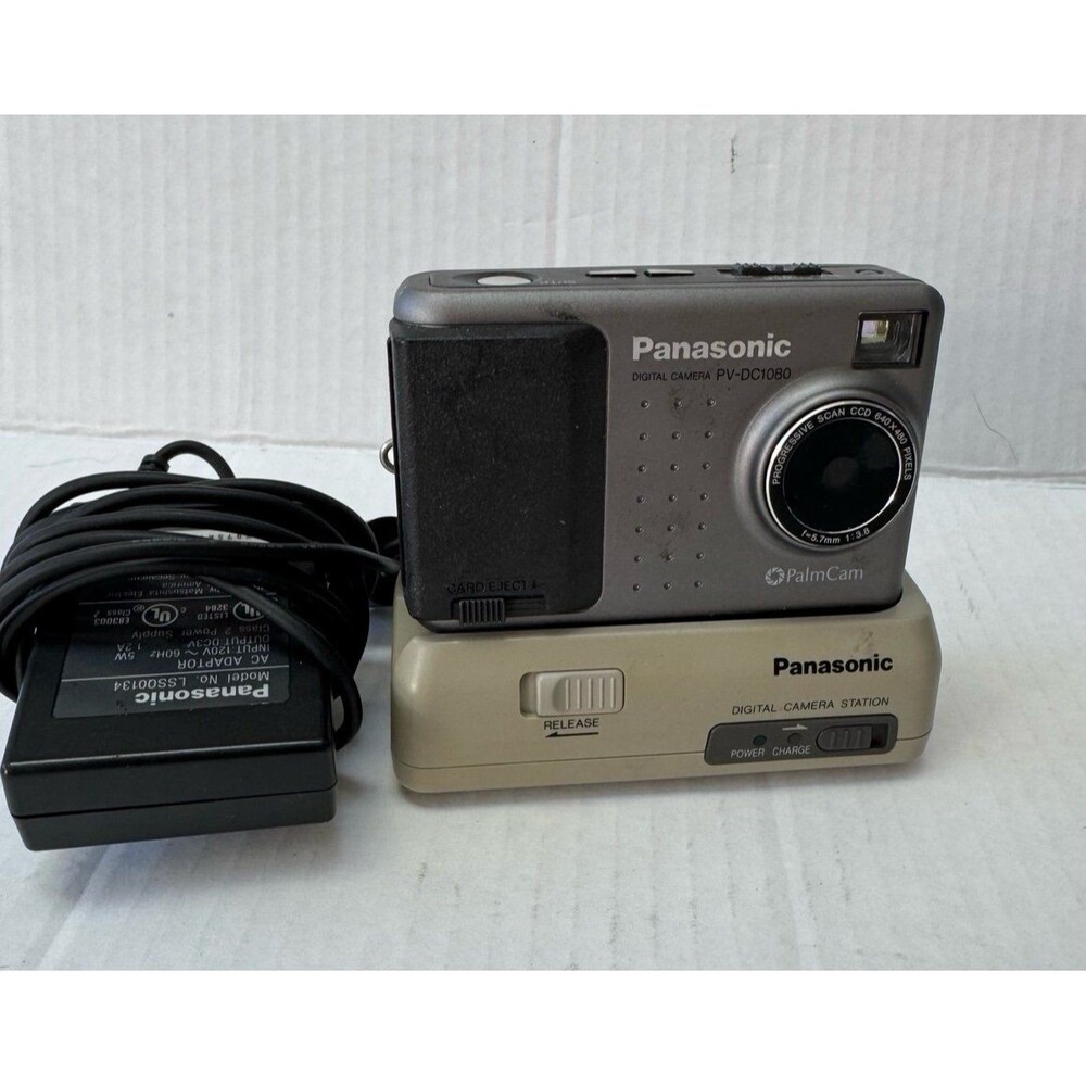 Panasonic Digital Camera PV-DC180 PalmCam w/ Charger Station Memory Card Japan